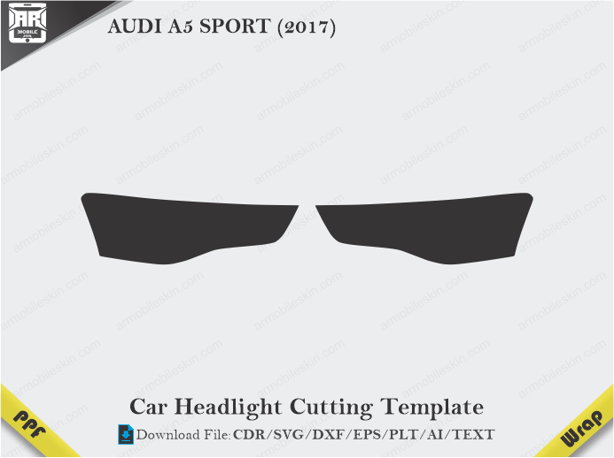 AUDI A5 SPORT (2017) Car Headlight Cutting Template
