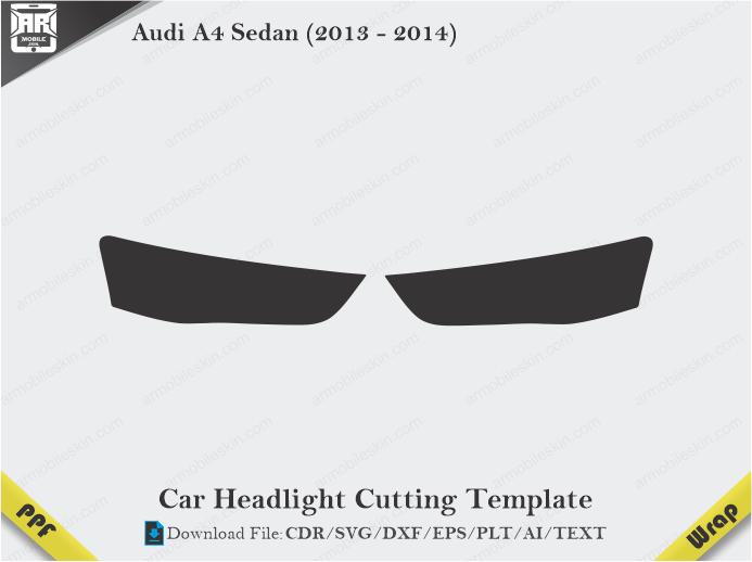 Audi A4 Sedan (2013 - 2014) Car Headlight Cutting Template