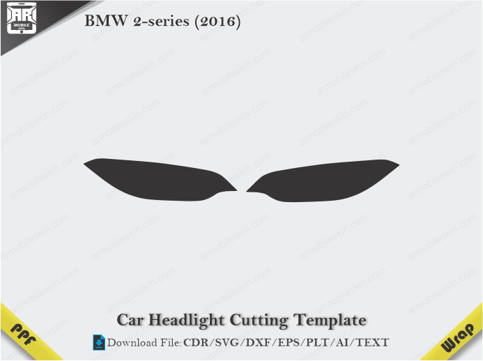BMW 2-series (2014) 228i, 230i Sport Line Car Headlight Cutting Template