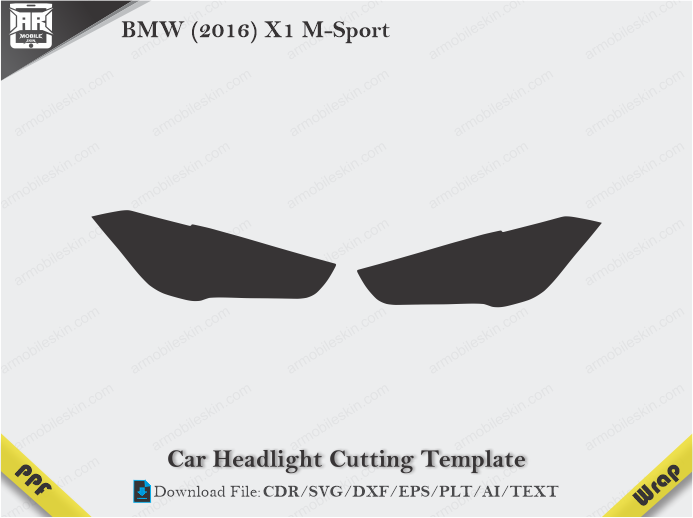 BMW (2016) X1 M-Sport Car Headlight Cutting Template