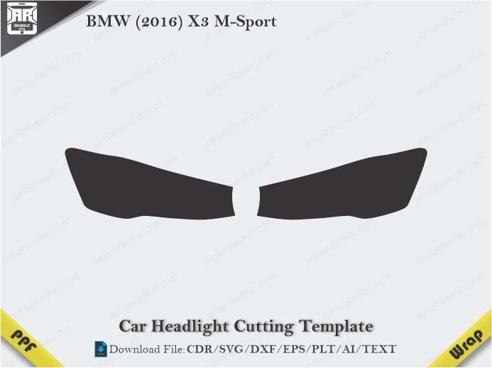 BMW (2016) X3 M-Sport Car Headlight Cutting Template