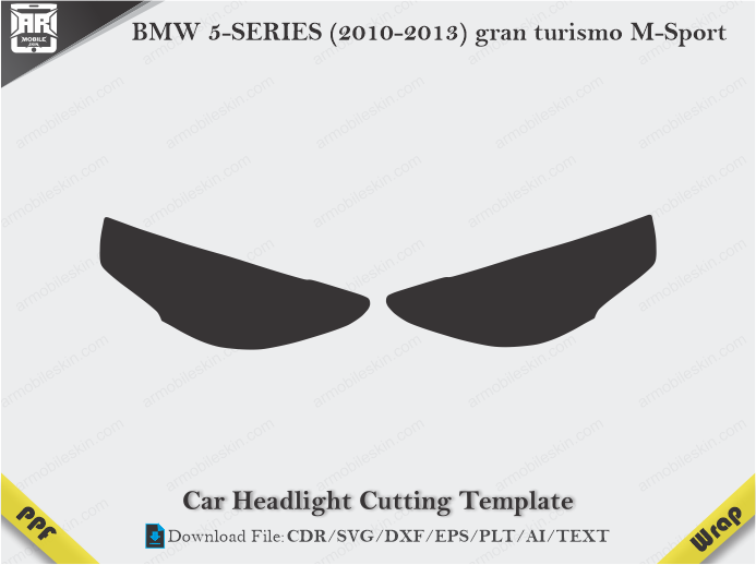 BMW 5-SERIES (2010-2013) gran turismo M-Sport Car Headlight Cutting Template