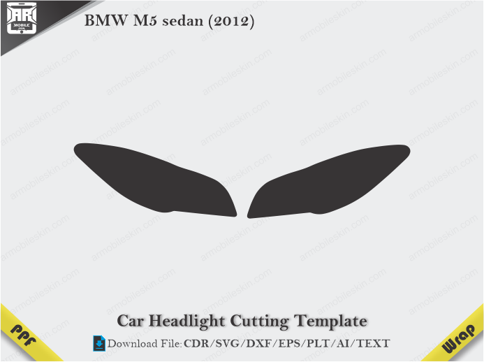 BMW M5 sedan (2012) Car Headlight Cutting Template
