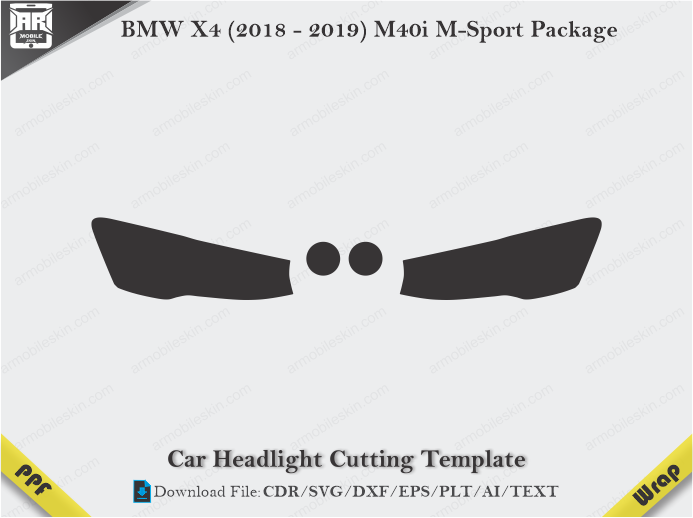 BMW X4 (2018 - 2019) M40i M-Sport Package Car Headlight Cutting Template