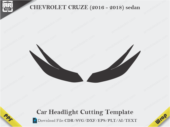 CHEVROLET CRUZE (2016 - 2018) sedan Car Headlight Cutting Template