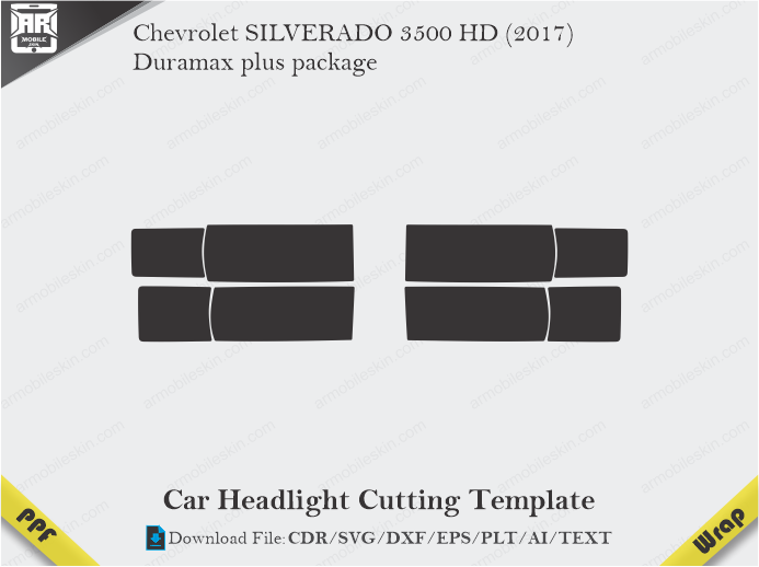 Chevrolet SILVERADO 3500 HD (2017) Duramax plus package Car Headlight Cutting Template