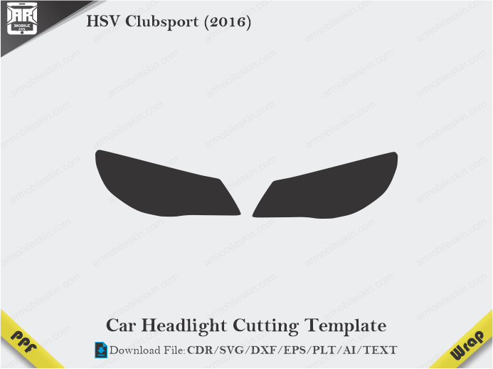 HSV Clubsport (2016) Car Headlight Cutting Template