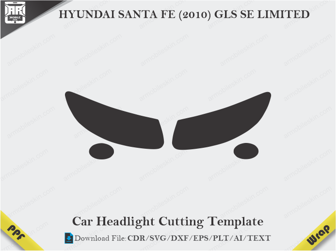 HYUNDAI SANTA FE (2010) GLS SE LIMITED Car Headlight Cutting Template