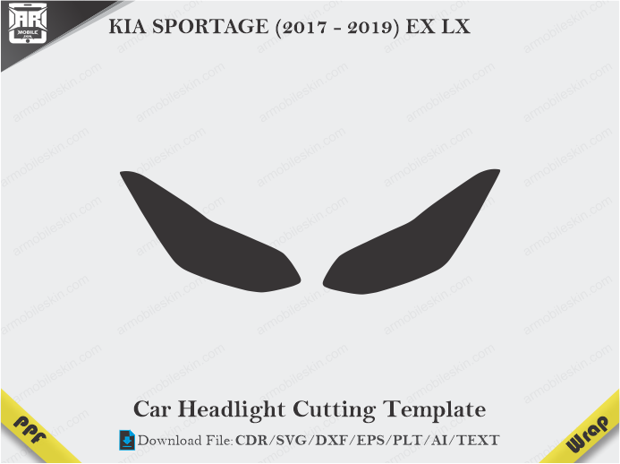 KIA SPORTAGE (2017 - 2019) EX LX Car Headlight Cutting Template