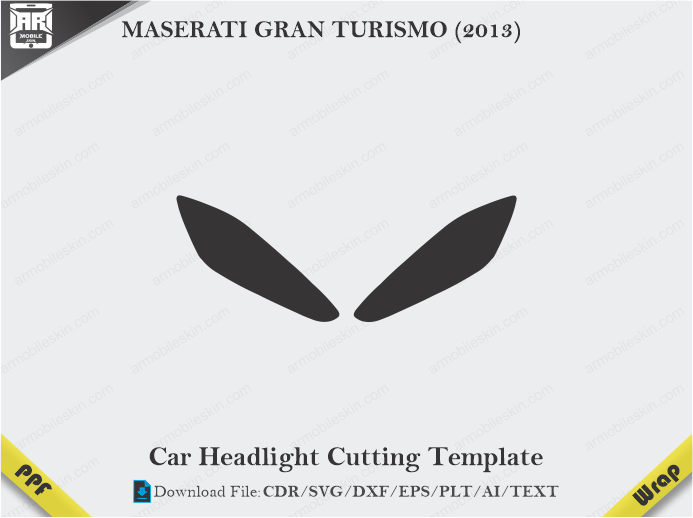 MASERATI GRAN TURISMO (2013) Car Headlight Cutting Template