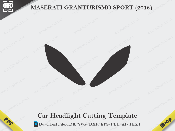 MASERATI GRANTURISMO SPORT (2018) Car Headlight Cutting Template