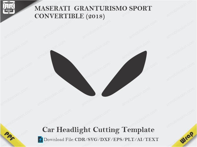 MASERATI GRANTURISMO SPORT CONVERTIBLE (2018) Car Headlight Cutting Template
