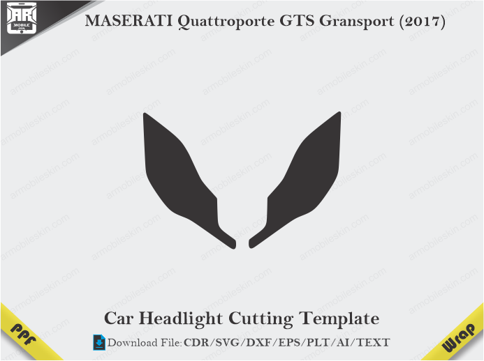 MASERATI Quattroporte GTS Gransport (2017) Car Headlight Cutting Template