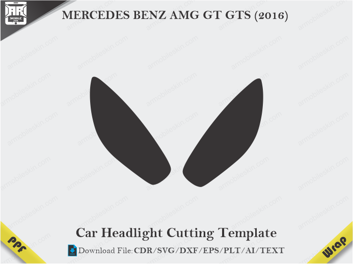MERCEDES BENZ AMG GT GTS (2016) Car Headlight Cutting Template