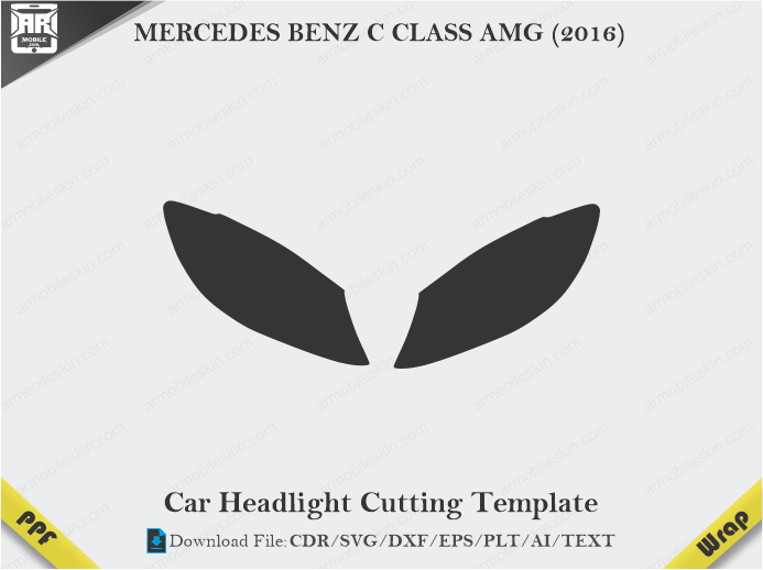 MERCEDES BENZ C CLASS AMG (2016) Car Headlight Cutting Template