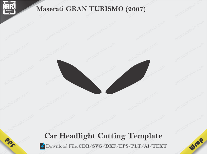 Maserati GRAN TURISMO (2007) Car Headlight Cutting Template