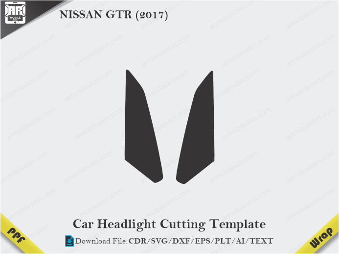 NISSAN GTR (2017) Car Headlight Cutting Template