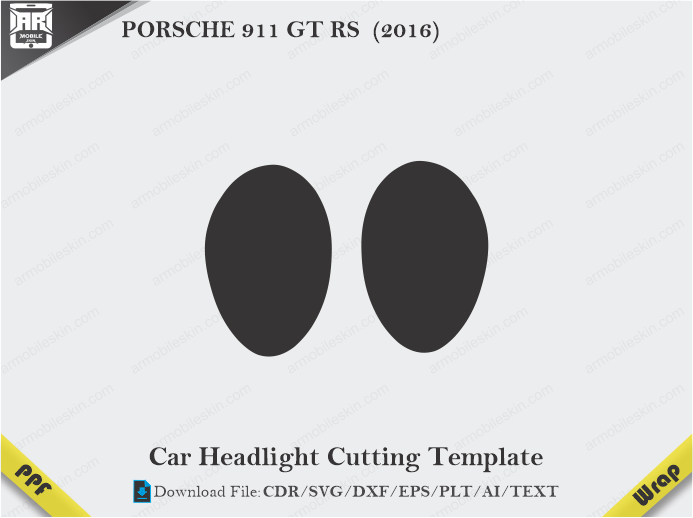 PORSCHE 911 GT RS (2016) Car Headlight Cutting Template