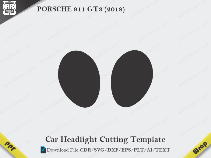 PORSCHE 911 GT3 (2018) Car Headlight Cutting Template