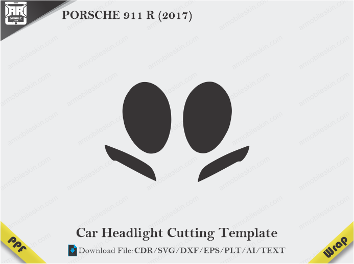 PORSCHE 911 R (2017) Car Headlight Cutting Template