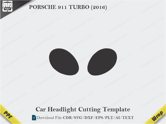 PORSCHE 911 TURBO (2016) Car Headlight Cutting Template