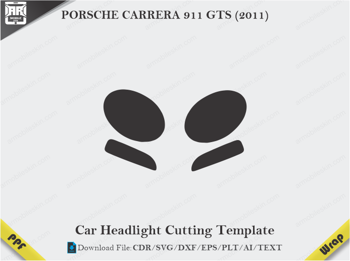 PORSCHE CARRERA 911 GTS (2011) Car Headlight Cutting Template