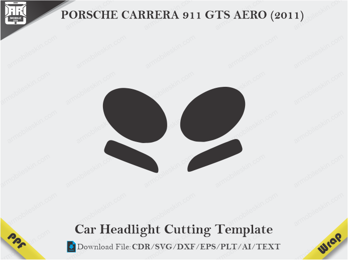 PORSCHE CARRERA 911 GTS AERO (2011) Car Headlight Cutting Template