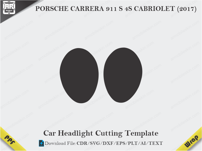 PORSCHE CARRERA 911 S 4S CABRIOLET (2017) Car Headlight Cutting Template