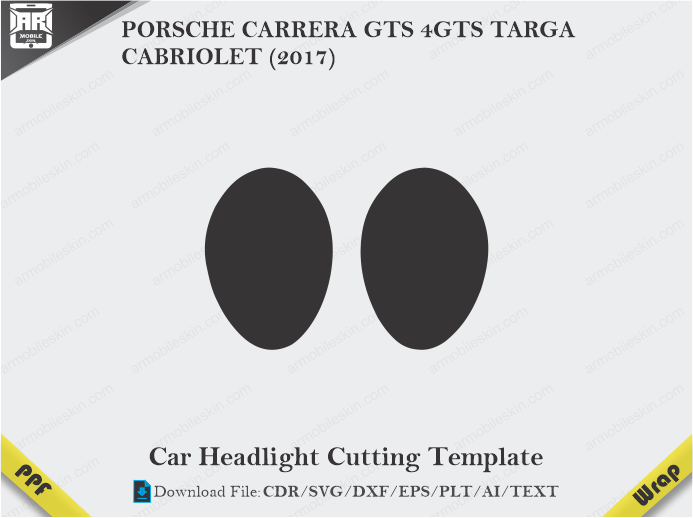 PORSCHE CARRERA GTS 4GTS TARGA CABRIOLET (2017) Car Headlight Cutting Template