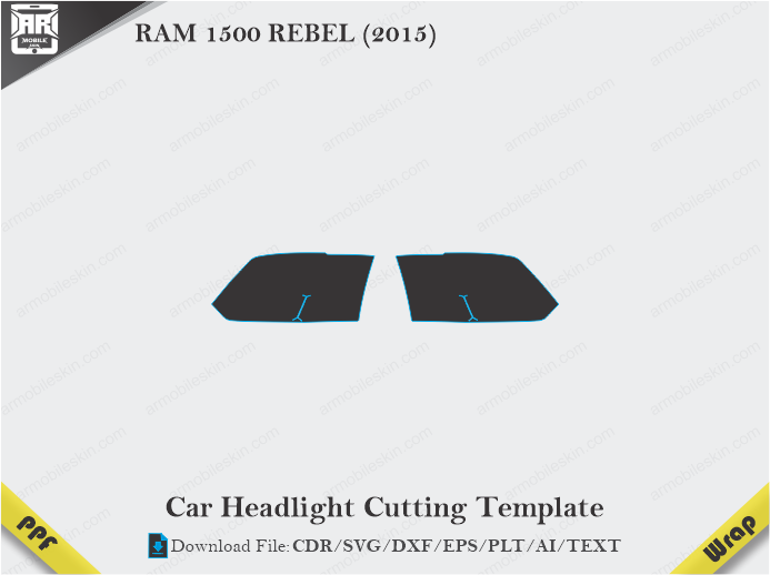 RAM 1500 REBEL (2015) Car Headlight Cutting Template