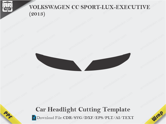 VOLKSWAGEN CC SPORT-LUX-EXECUTIVE (2013) Car Headlight Cutting Template