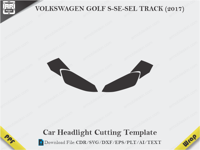 VOLKSWAGEN GOLF S-SE-SEL TRACK (2017) Car Headlight Cutting Template