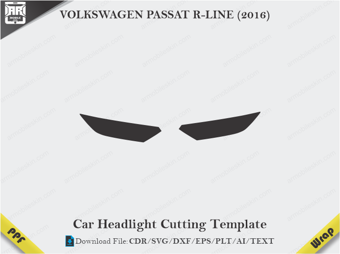 VOLKSWAGEN PASSAT R-LINE (2016) Car Headlight Cutting Template