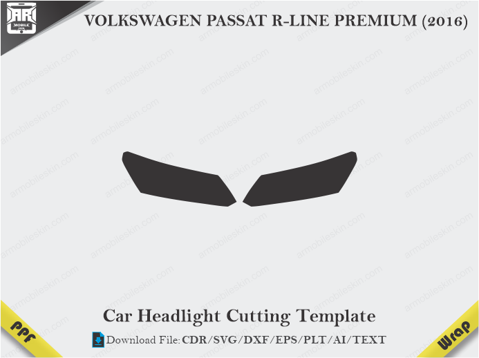 VOLKSWAGEN PASSAT R-LINE PREMIUM (2016) Car Headlight Cutting Template