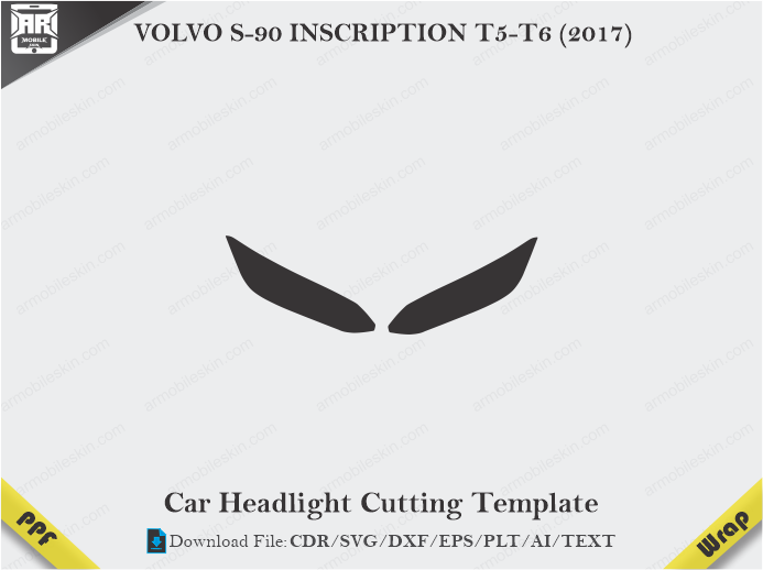 VOLVO S-90 INSCRIPTION T5-T6 (2017) Car Headlight Cutting Template