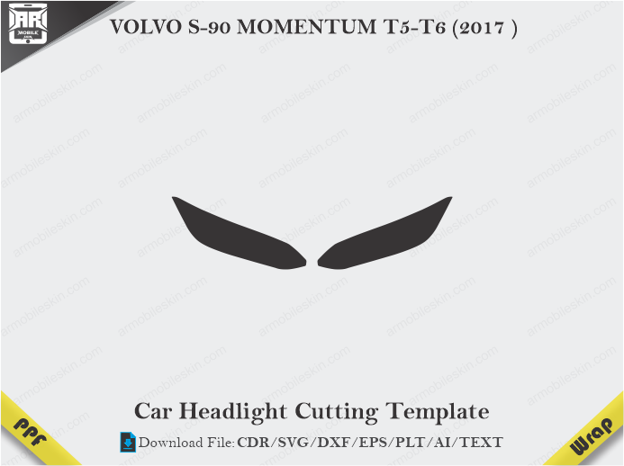 VOLVO S-90 MOMENTUM T5-T6 (2017) Car Headlight Cutting Template