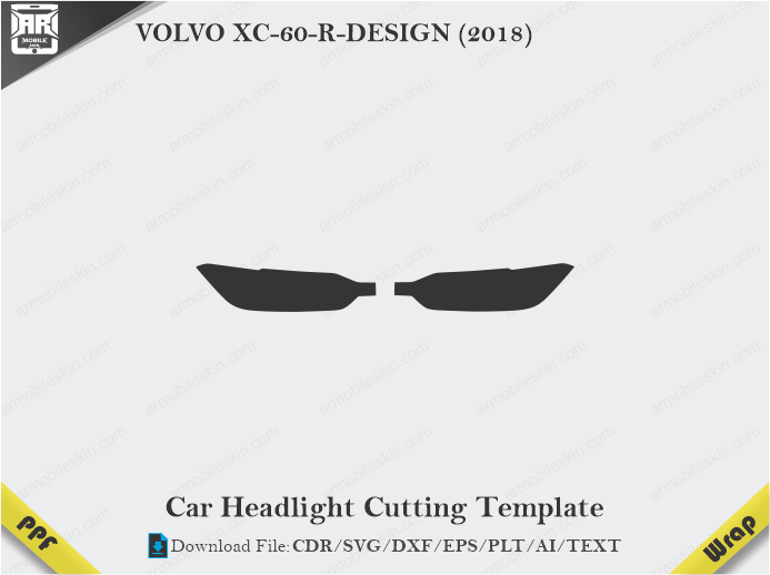 VOLVO XC-60-R-DESIGN (2018) Car Headlight Cutting Template