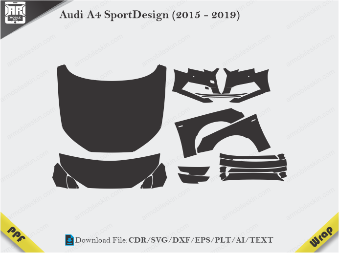 Audi A4 SportDesign (2015 - 2019) Car PPF Cutting Template