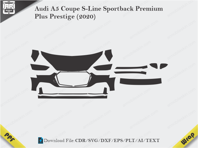 Audi A5 Coupe S-Line Sportback Premium Plus Prestige (2020) Car PPF Cutting Template