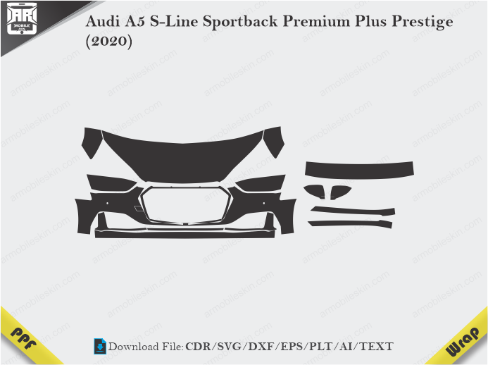 Audi A5 S-Line Sportback Premium Plus Prestige (2020) Car PPF Cutting Template