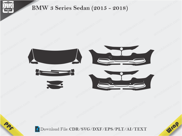 BMW 3 Series Sedan (2015 - 2018) Car PPF Template
