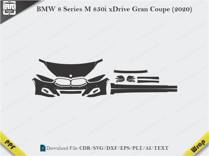 BMW 8 Series M 850i xDrive Gran Coupe (2020) Car PPF Template