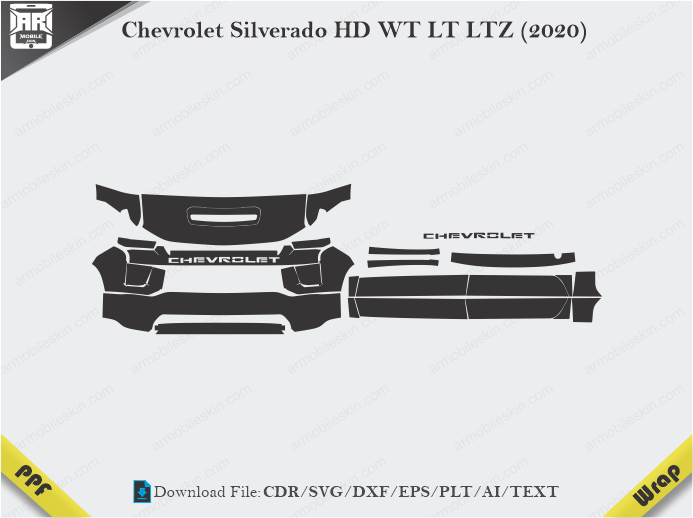 Chevrolet Silverado HD WT LT LTZ (2020) Car PPF Template