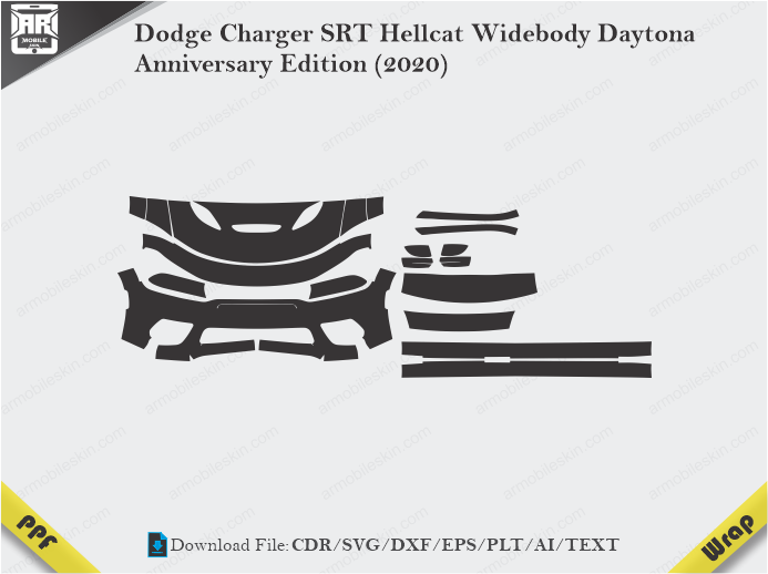 Dodge Charger SRT Hellcat Widebody Daytona Anniversary Edition (2020) Car PPF Template