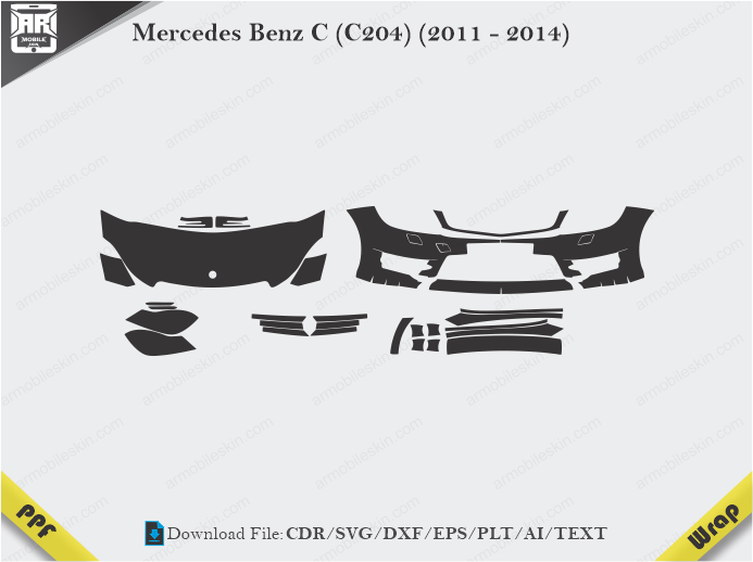 Mercedes Benz C (C204) (2011 - 2014) Car PPF Template