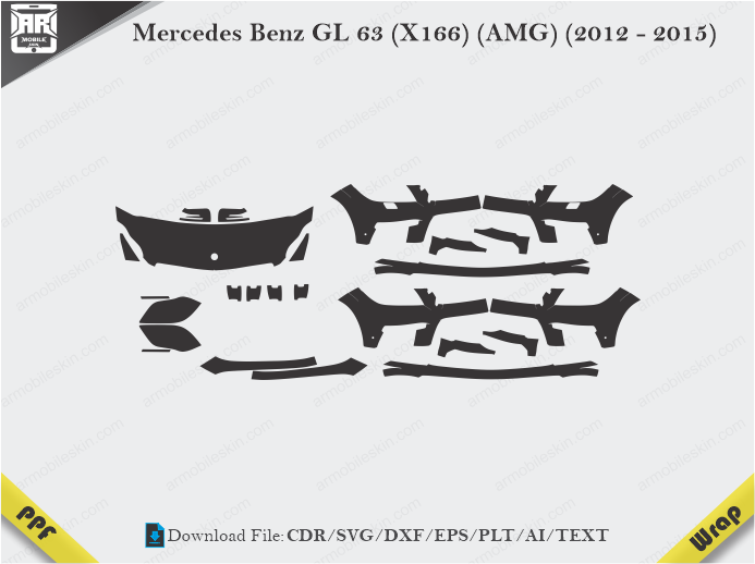 Mercedes Benz GL 63 (X166) (AMG) (2012 – 2015) Car PPF Template