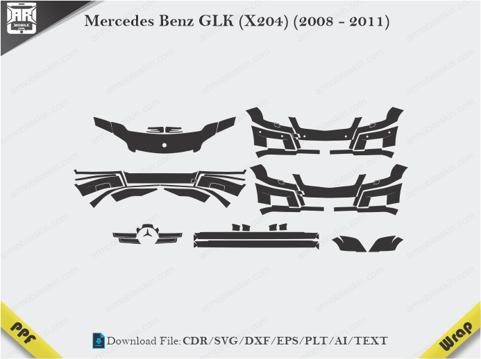 Mercedes Benz GLK (X204) (2008 - 2011) Car PPF Template