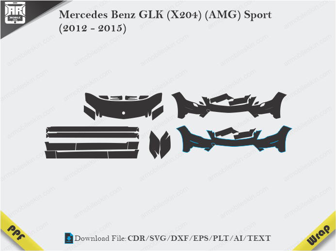 Mercedes Benz GLK (X204) (AMG) Sport (2012 - 2015) Car PPF Template