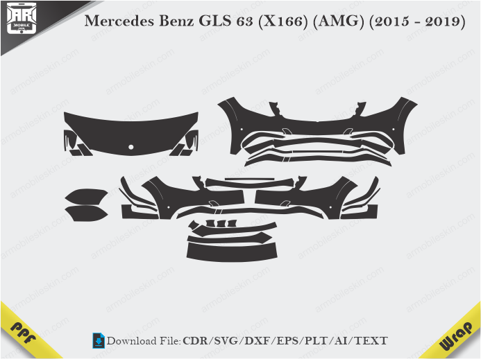 Mercedes Benz GLS 63 (X166) (AMG) (2015 - 2019) Car PPF Template