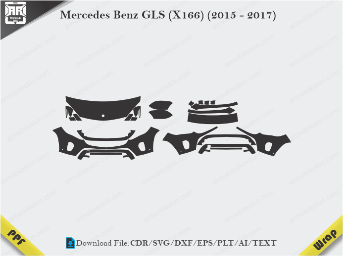 Mercedes Benz GLS (X166) (2015 - 2017) Car PPF Template
